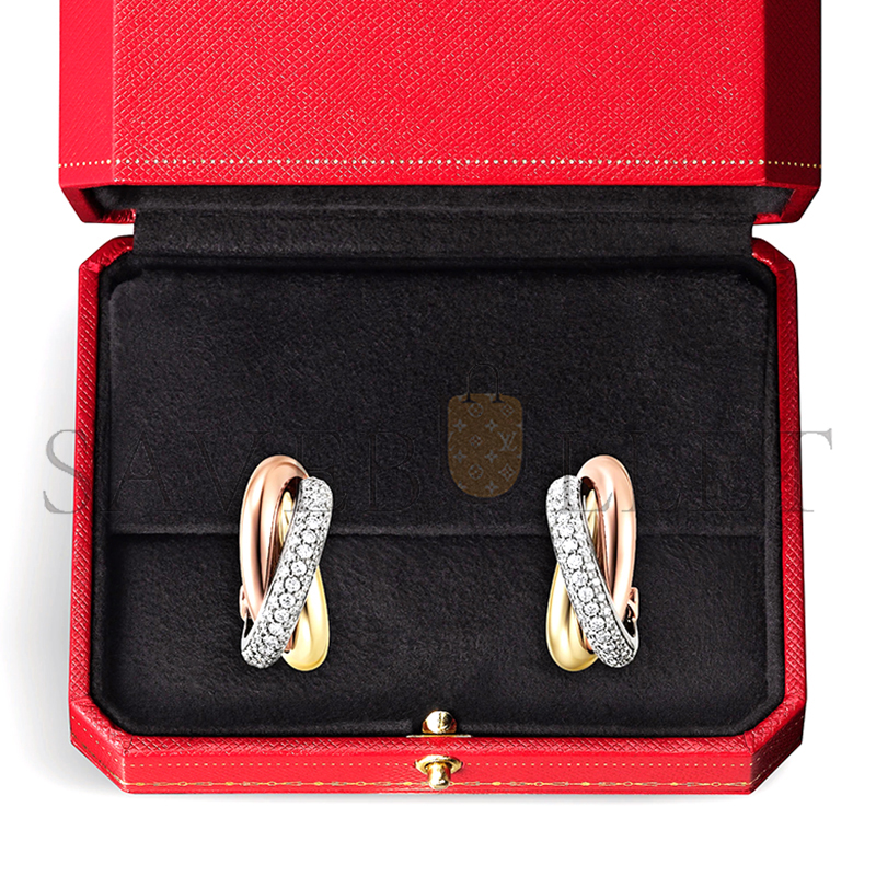 CARTIER TRINITY EARRINGS, CLASSIC MODEL, SEMI-PAVED B8031900 CARTIER TRINITY EARRINGS, CLASSIC MODEL, SEMI-PAVED B8031900